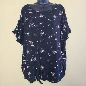 Buffalo David Bitton Floral Front Knot Top